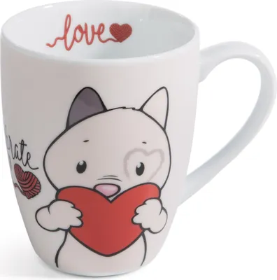 Produktbild von NICI Tasse Katze "Celebrate Love", Einzelbild, 0,31 l, Becher, Universal, Rot, Weiß, Porzellan