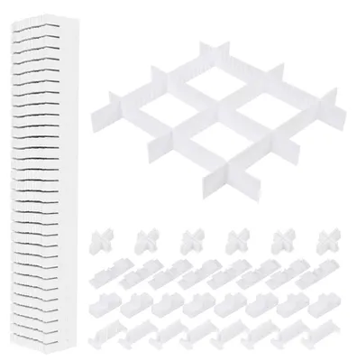 Produktbild von Schubladenteiler Schubladeneinteiler Schubladentrenner - 40 Stück - Weiß - 40,5 x 5 cm - Verstellbar - Kürzbar
