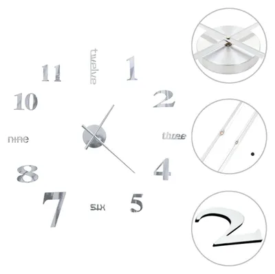 Obrázek produktu pro 3D nástěnné hodiny vidaXL Moderní design 100 cm XXL Stříbrná