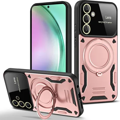 Produktbild von Rüstung Handyhülle für Samsung Galaxy A55 Dual-Layer Ringhalter Ständer Hülle Roségold