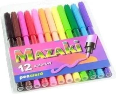 Zdjęcie produktu dla PENWORD Zestaw Flamastrów Pisaków Do Szkoły w Etui 12 Kolorów 1szt.