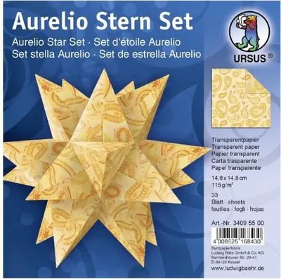 Produktbild von Faltblätter Aurelio Stern Paisly 115g/qm 14,8x14,8cm gelb