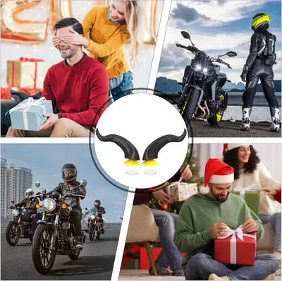 Produktbild von Motorradhelm Teufelshörner - 2 Stück Helmhornzubehör für Fahrer | Einfache Dekoration, Universelle Helmadhäsive Teufelshörner für Motorrad, Roller, Fahrrad