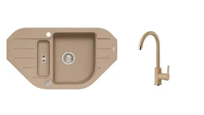 Obrázok produktu pre Granitový drez s batériou ALVEUS Niagara 60 Beige 55 900x500 mm + batéria Tonia SETA165