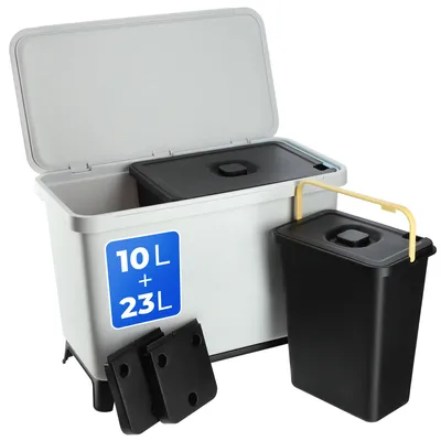 Obrázek produktu pro Sada odpadkových košů KADAX, závěsný třídicí koš, 10 l + 23 l, šedá