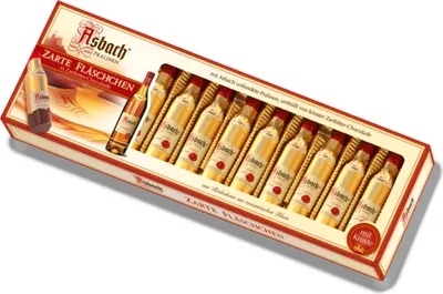 Produktbild von Asbach Pralinen Fläschchen Zartbitterschokolade mit Kruste 150g