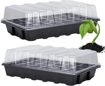 Produktbild von Famanu Mini-Gewächshaus Set 6 x 27 x 19 cm - Anzuchtkasten mit Deckel für Pflanzen