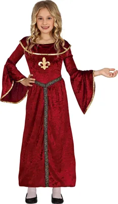 Produktbild von FIESTAS GUIRCA Mittelalterliches Prinzessin Kostüm Mädchen  Rotes Kleid mit goldenen Verzierungen für Mädchen von 10-12 Jahren