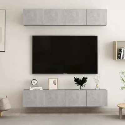 Image de Meubles Armoires TV 4 pcs. Gris béton 80x30x30 cm Bois composite - Armoires TV 3079060