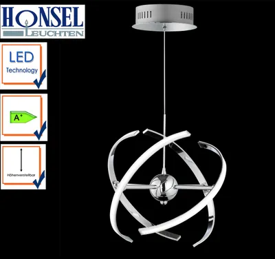Produktbild von Ausgefallene LED Pendelleuchte RING in Chrom poliert, Ø 35 cm, höhenverstellbar
