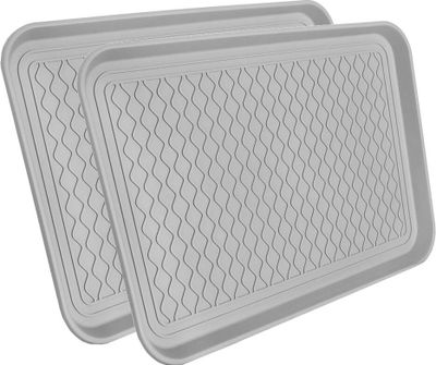 Kunststoff Schuhablage 2er Set grau - 60 x 40 cm - Schuhwanne Schuhmatte Schuh Abtropfschale