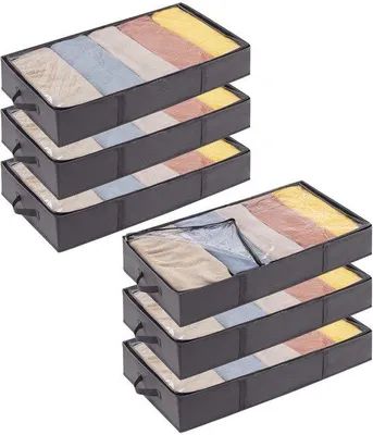 Produktbild von Famanu Aufbewahrungstaschen für unter das Bett - platzsparend - grau - 6er-Pack