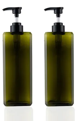 Produktbild von 2er-Pack 1000-ml-Pumpspender, nachfüllbar, quadratisch, aus Kunststoff, leer, für Seife, Lotion und Shampoo