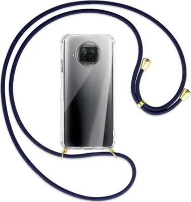 Produktbild von Handykette Backcover-Schutzhülle mit Band (Metall goldfarben) für Xiaomi Mi 10T Lite 5G - dunkelblau