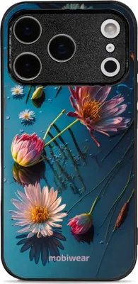 Image de Coque pour iPhone 17 Pro, Mobiwear Glossy Case, bleu à motifs floraux