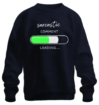 Immagine prodotto di Felpa con scritta sarcastica "Sarcastic Comment Loading", colore blu navy, taglia L