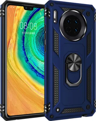 Produktbild von LaimTop Huawei Mate 30 Hülle, Hybrid Robuste Rüstung Drehbarer Ring Halter Ständer Dual Layer Hard PC + TPU Stoßfest Schutzhülle für Huawei Mate 30 Blau