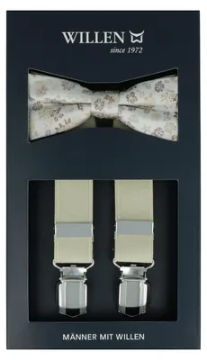 Produktbild von Herren Accessoires Set: Y-Hosenträger (2,5x120cm) Polyester/Elasthan & vorgebundene Seiden-Schleife florales Design