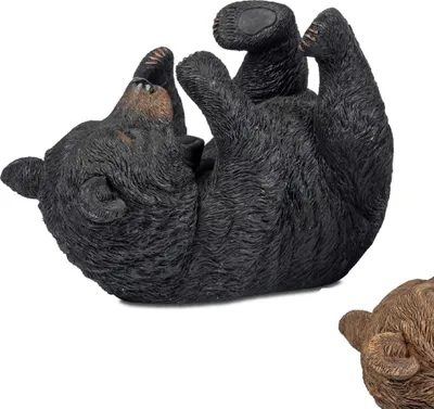 Produktbild von Flaschenhalter Dekofigur liegender Bär schwarz H. 22cm Kunststein Formano