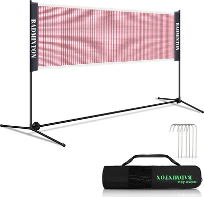 Image de Fiqops Filet de badminton réglable en hauteur Filet de tennis Filet de badminton Filet de volley-ball Filet d'entraînement portable avec sac de transport 410cm de large