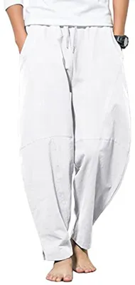 Imagen del producto de Solidchoice - Pantalones casual de algodón para hombre, con cintura elástica y bolsillos