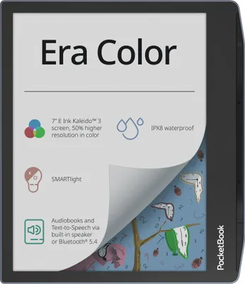Produktbild von PocketBook Era Color, 17,8 cm (7"), E-Tinte Kaleido, 1264 x 1680 Pixel, 632 x 840 Pixel, ACSM, AZW, AZW3, CBR, CBZ, CHM, DOC, DOCX, DjVu, EPUB, EPUB DRM, FB2, FB2.ZIP, HTM, HTML, MOBI,..., M4A, M4B, MP3, OGG