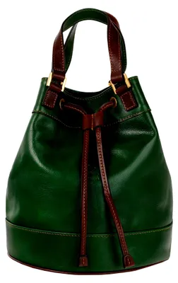 Produktbild von Lederhandtasche für Damen - Handgefertigte Beuteltasche aus Vollnarbenleder - Italienische Ledertasche - Schultertasche für Damen - Handtasche für Arbeit und Alltag (Grün)