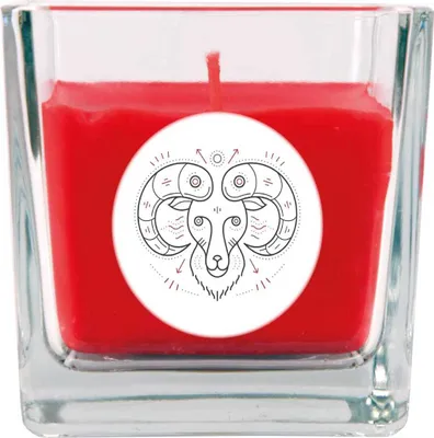 Produktbild von HS Candle "Sternzeichen" Duftkerze Rose im Bonbonglas ( Widder ) - viele Motive zur Auswahl, 190g - Brenndauer bis zu 50 Std - Aries