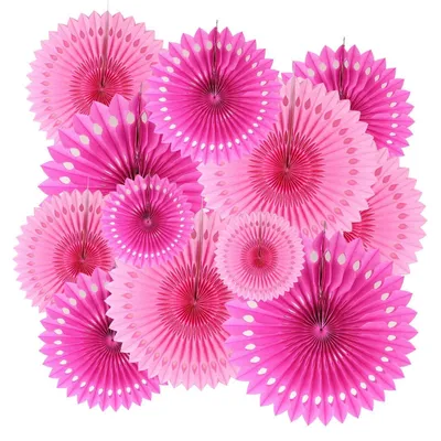 Produktbild von Papierfächer Deko Hängend Girlande Rosa 12 Stück Mehrgrößenset