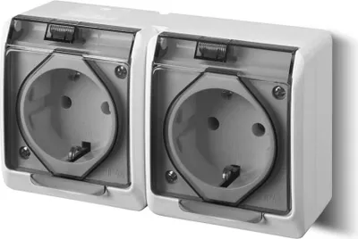 Produktbild von Steckdose Aufputz weiss 2-fach Feuchtraum IP44 16A 250V Aufputz-Montage
