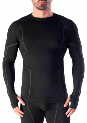 Image de T-shirt thermique en Laine pour hommes, manches longues