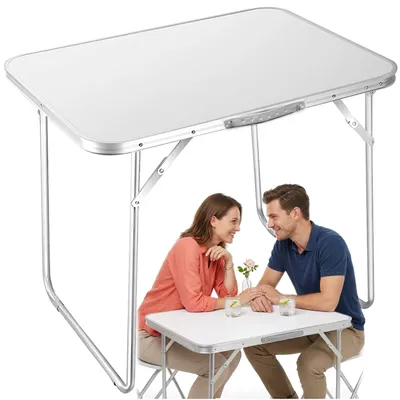 Zdjęcie produktu dla STÓŁ OGRODOWY TURYSTYCZNY CATERINGOWY SKŁADANY 80cm x 60cm BIAŁY LAZYhome