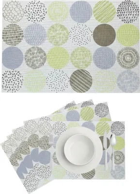 Produktbild von Platzset 45x30cm, Tischunterlagen abwaschbar, Platzdeckchen Tischdeko 6er Set, Grün Frühling