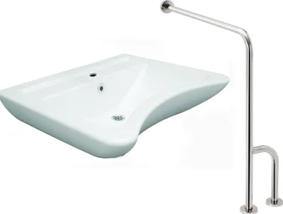 Zdjęcie produktu dla Domotechnika | Umywalka dla niepełnosprawnych - 63 X 50 X 20,5 Cm - Biały - Z uchwytem - Umywalka ceramiczna