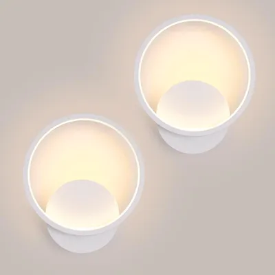Productafbeelding van Osairous LED wandlampen, 2 stuks, 12W, 1350LM, ronde, moderne wandlamp - wit, 3000K