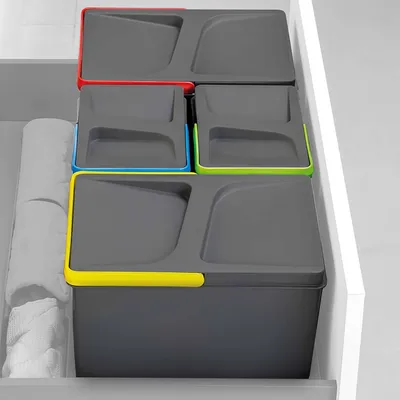 Image de Poubelles pour tiroir de cuisine Recycle, Hauteur 266, 1 x 15 litres, gris