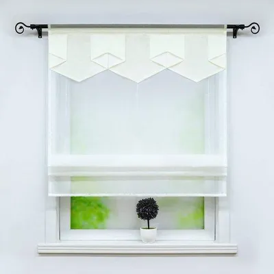 Productafbeelding van Azomor® Transparante gordijn met kleurrijke details en koordtrekker, geschikt voor de woonkamer, afmetingen 120 x 140 cm