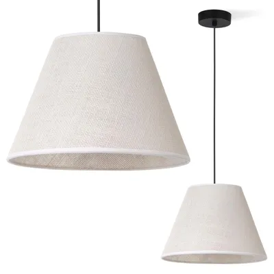 Produktbild von Pendelleuchte Jute Schwarz mit Kegelschirm Weiß 30 cm E27 – Moderne Hängelampe