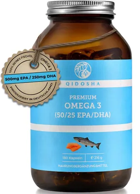 QIDOSHA Omega 3 Kapseln hochdosiert, 180 Stk im Gl… – Bild 1
