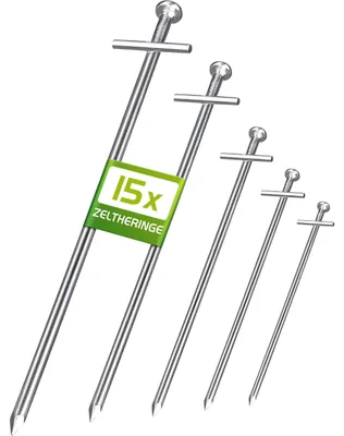 Productafbeelding van Balinco - Set van 15 grondankers, 230x6 mm - Roestvrije haringen met T-profiel van verzinkt staal – Stabile tentpennen voor kamperen, tenten, paviljoens, zonneschermen, spanlijnen – Grondankers voor harde ondergronden