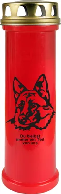 Produktbild von Grabkerze Rot, Brenndauer: 100 Stunden ( 4 Tage ), Motiv: Schäferhund