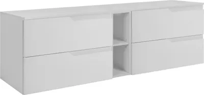 Obrázok produktu pre RODAN | Skriňa pod Umývadlo - Biela - 140 cm - S doskou Stola - 4 Zásuvky - Zavesené - MDF čelá - Integrovaná Polica - MODERN