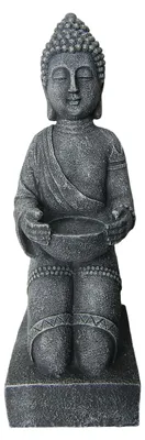 Kniende Buddhafigur 43 cm, wetterbeständig, anthrazit