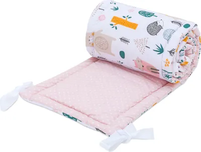 Produktbild von Bellochi Kantenschutz Baby Babybett Umrandungen Nestchen Kopfschutz Gitterbett Umrandung 180x30 cm für Kinderbett mit Rausfallschutz Baby Beistellbett 120x60 cm - 4rest