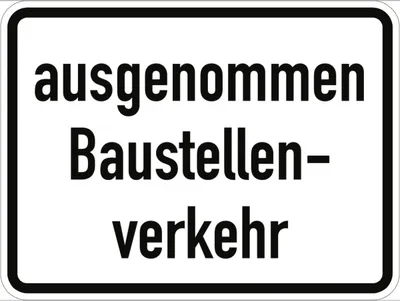 Produktbild von Verkehrsschild VZ2133, Ausgenommen Baustellenverkehr, Alu, RA1, 600x450 mm