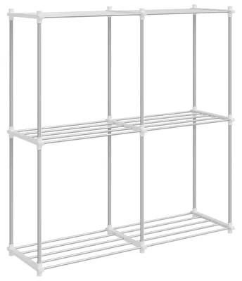 Image de Étagère tubulaire avec stockage Blanc 86 x 27 x 90 cm Aluminium