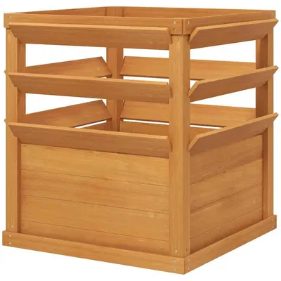 Obrázok produktu pre Vyvýšený záhon s opornou mriežkou – drevený kvetináč – 65 x 65 x 60 cm – vhodný na kvety a bylinky – karamelová farba
