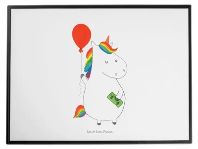 Produktbild von Mr. & Mrs. Panda Schreibunterlage Einhorn Luftballon - Weiß - Geschenk, Freude, malunterlagen, Unicorn, schreibtischunterlage, Freundin, Tischunterlage, Geld, Einhörner
