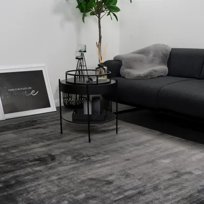 Produktbild von CONSILIO CONCEPT 200 x 290 Teppich Wohnzimmer Anthrazit Bamboo Viskose Seidenglanz moderner weich luxus soft