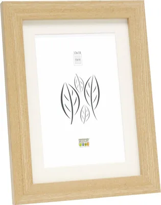 Image de Cadre photo en bois Deknudt S66KH1, couleur naturelle, 20 x 20 cm, avec passe-partout pour photo 13 x 13 cm
